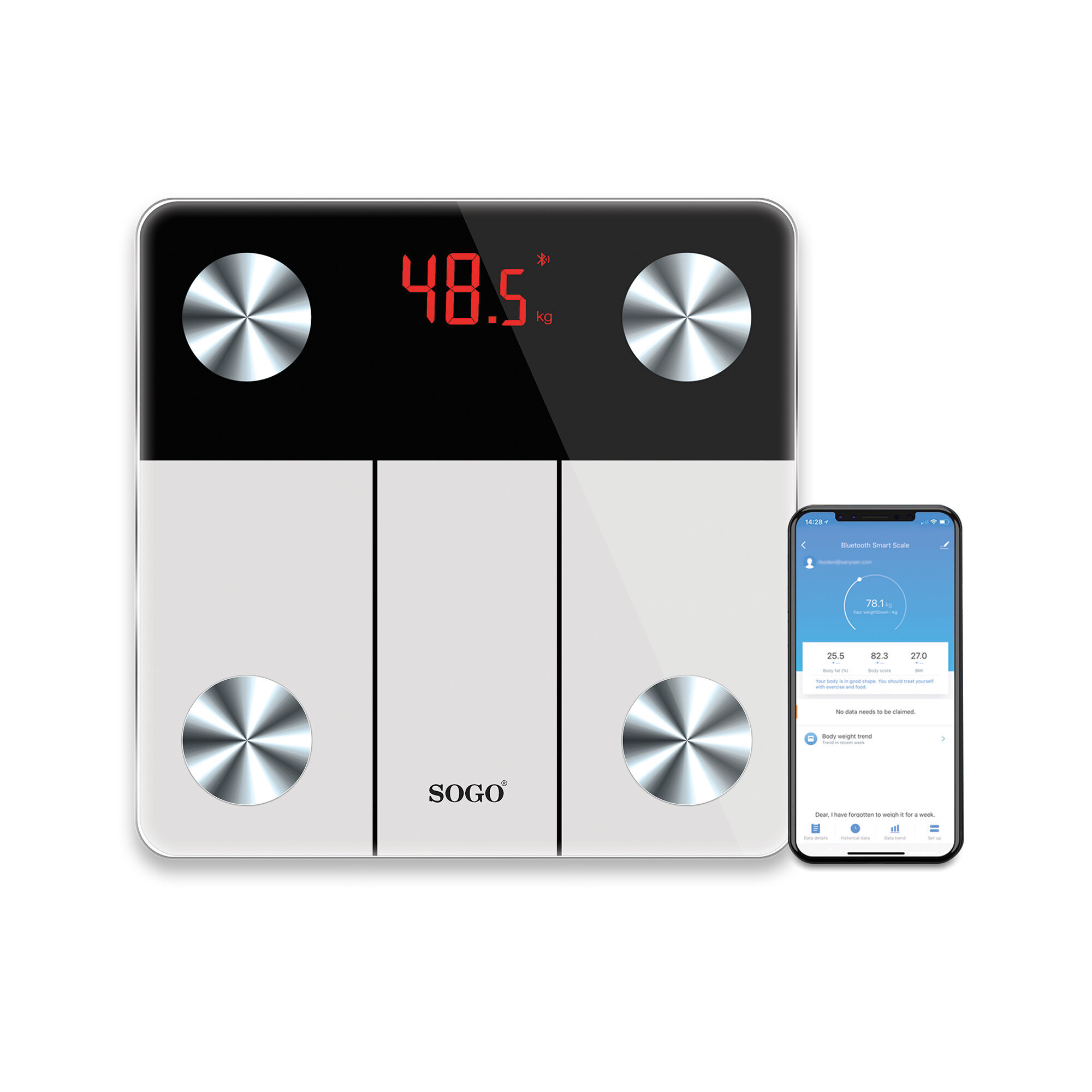 Sogo BAB-SS-2900 personal scale Square Black Electronic personal scale – image 3
