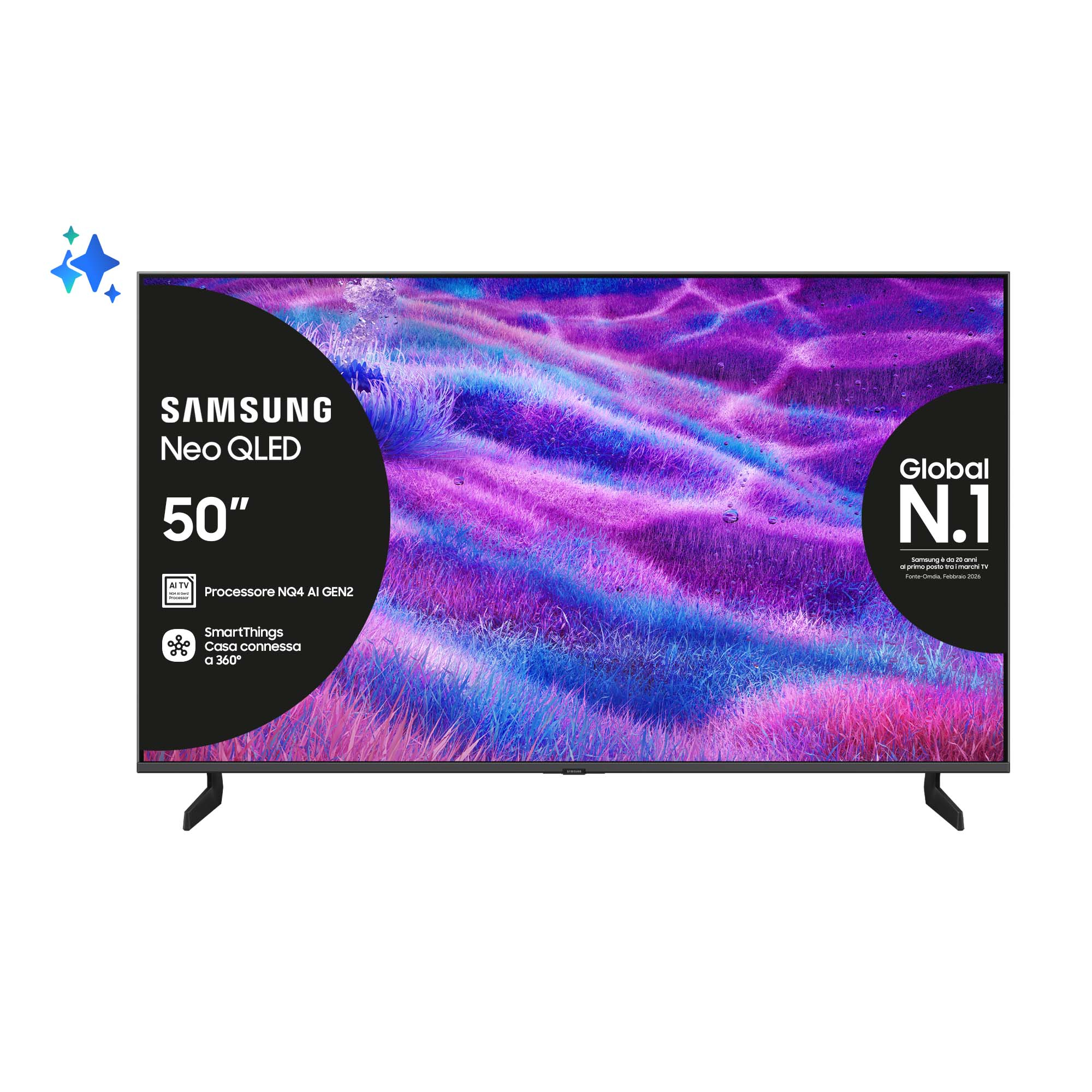Samsung QE50QN80FAU 127 cm (50 ) 4K Ultra HD Smart TV Wifi Charbon, Argent Neuf — photo 1