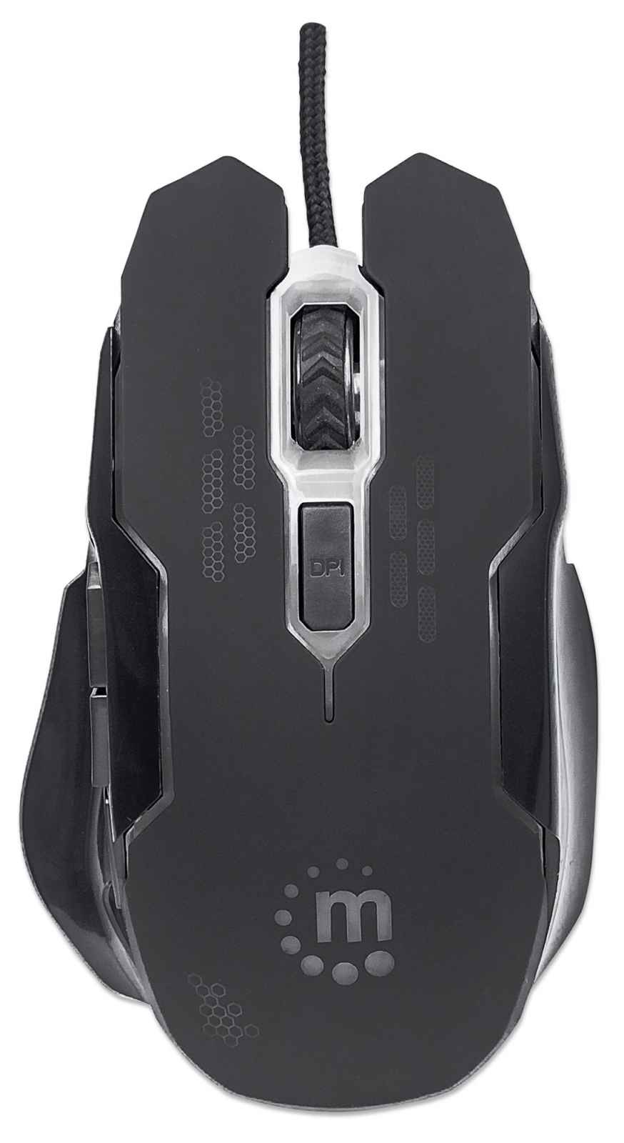 Manhattan Gaming USB Wired Mouse, Black, Adjustable DPI (800, 1200, 1600 or 2400dpi), USB-A, Optical, LED lighting, Six Button with Scroll Wheel, Low friction b – image 7