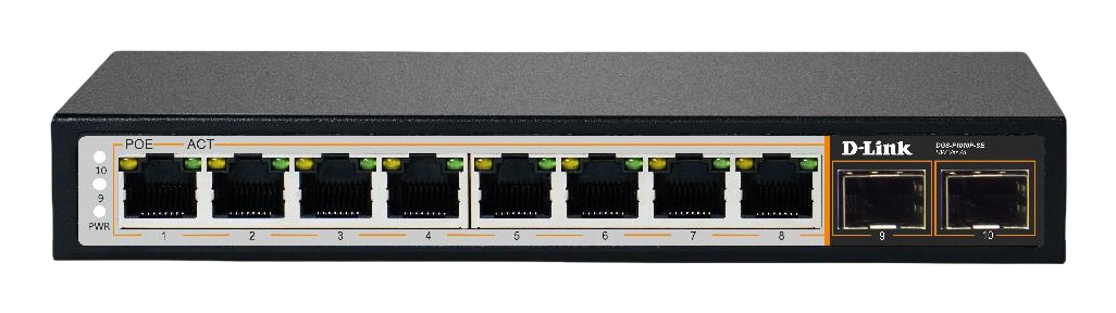 D-Link DGS-F1010P-SE network switch Unmanaged Gigabit Ethernet (10/100/1000) Power over Ethernet (PoE) Desktop Black