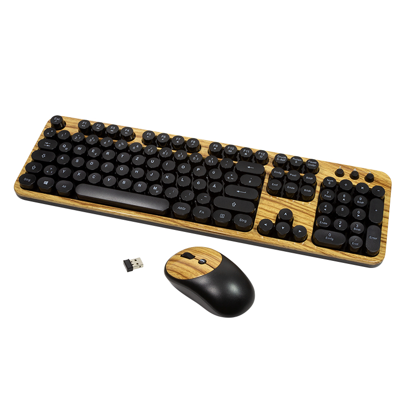 LogiLink ID0176 keyboard Mouse included Home RF Wireless QWERTZ German Black, Wood – image 1