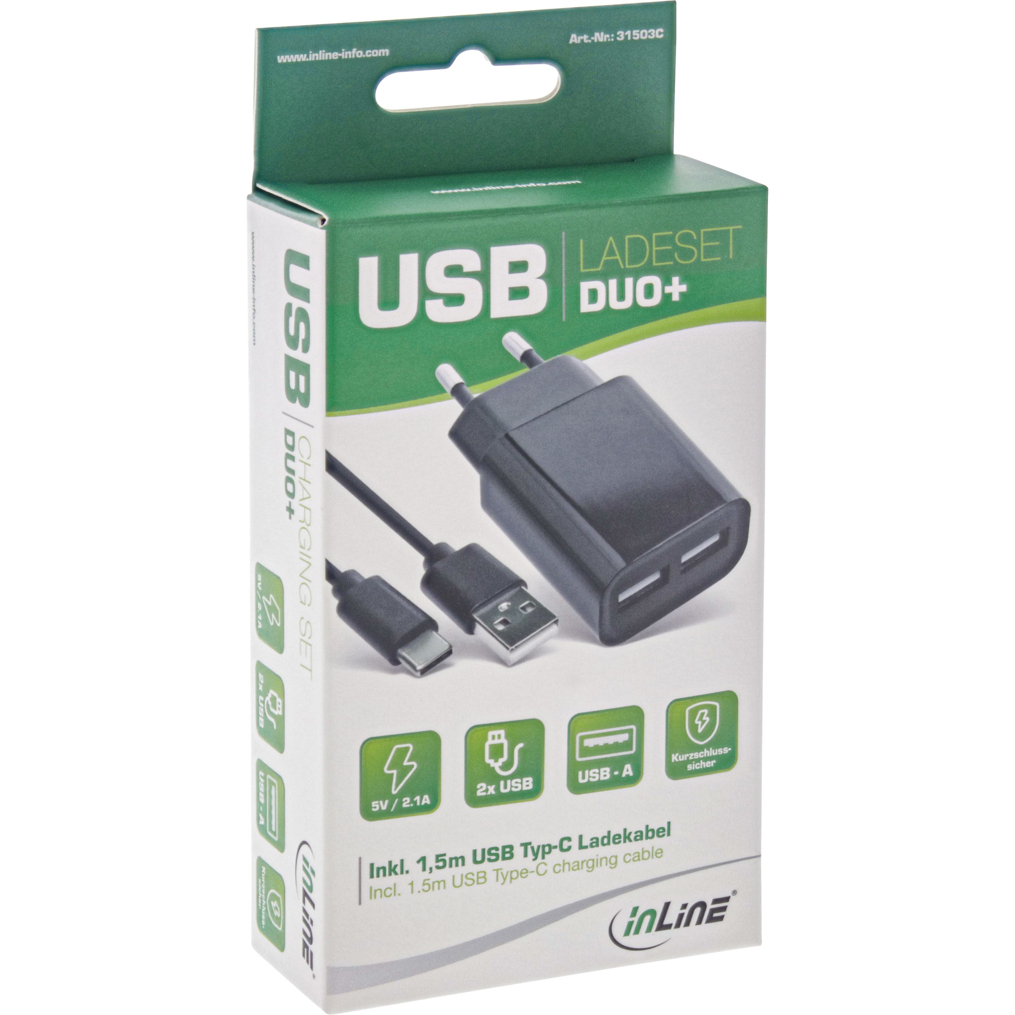 InLine USB DUO+ Set, Power Adapter + USB-C cable – image 2