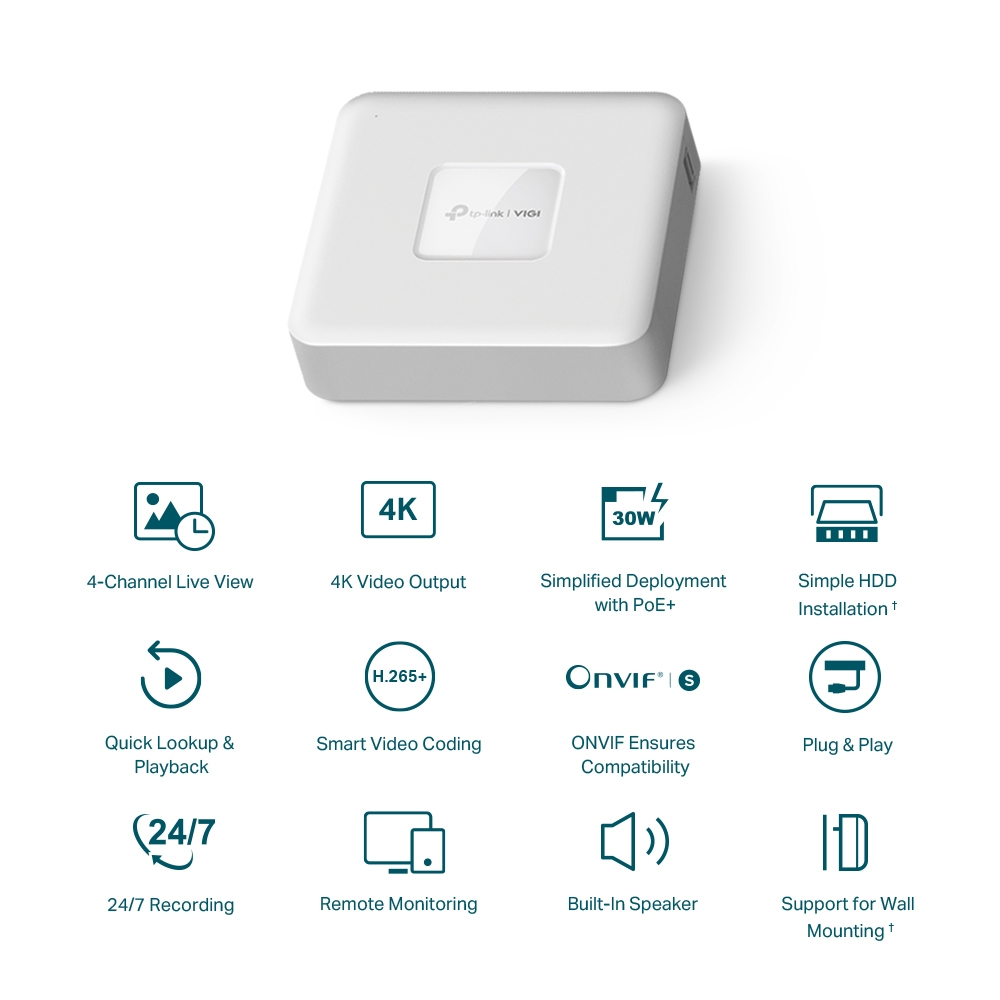 TP-Link VIGI NVR1104H-4P White – image 2