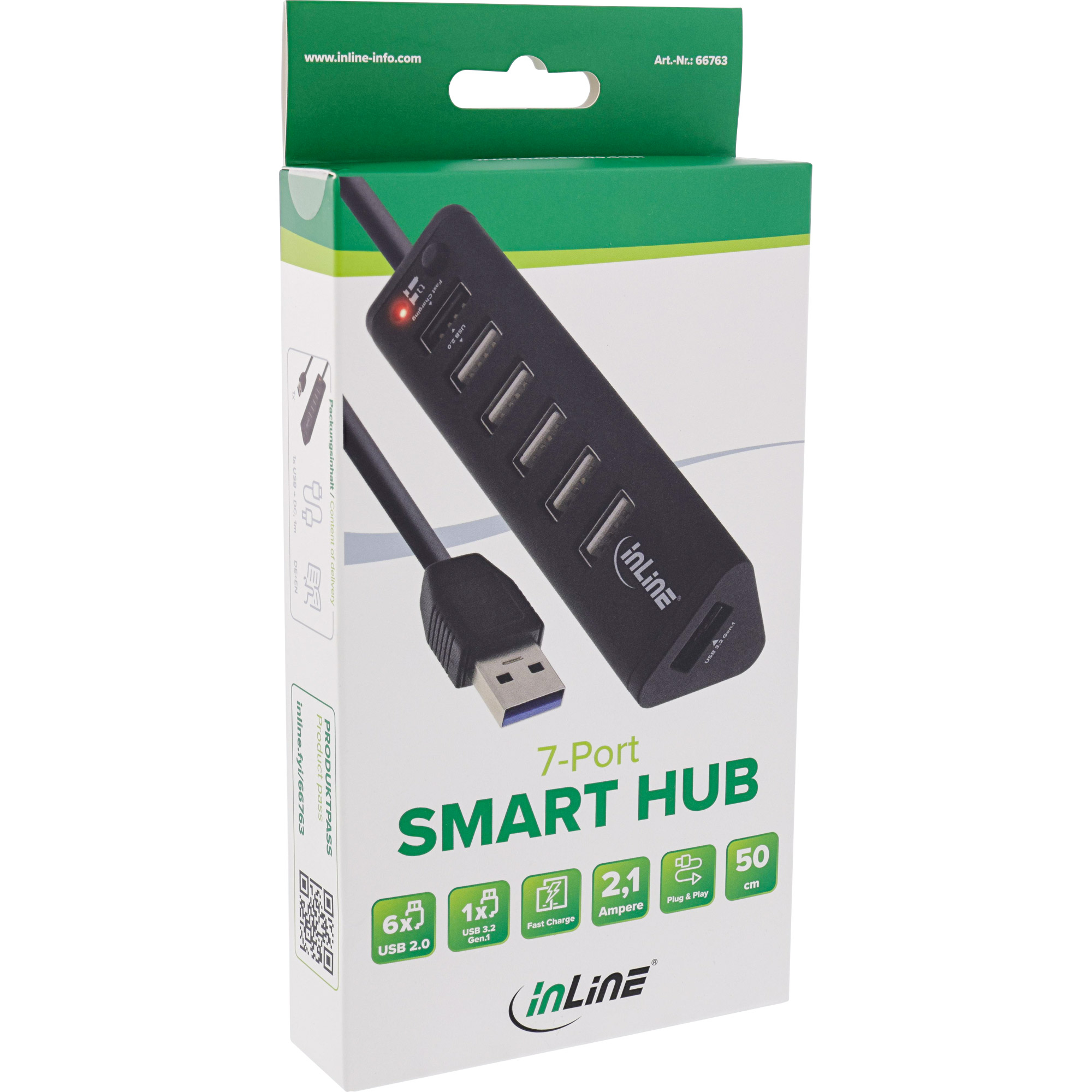 InLine Smart Hub 7 Port USB 3.0 & 2.0 Hub with Fast-charge Port – image 2