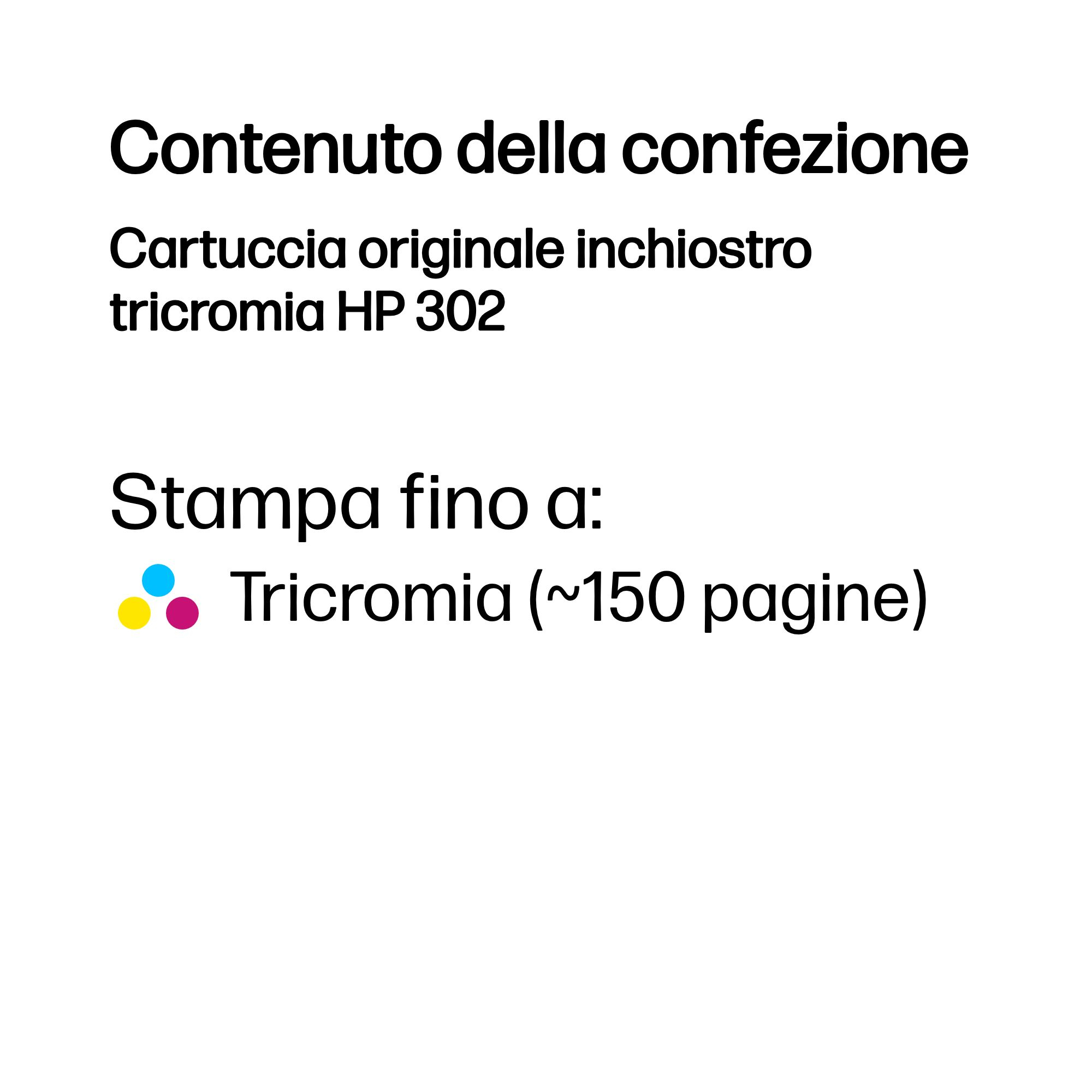 HP 302 Tri-Color Original Ink Cartridge - Ink - [C][Y][M] - per HP DeskJet 1100, 2100, 2200, 3600 - Miniatura 3