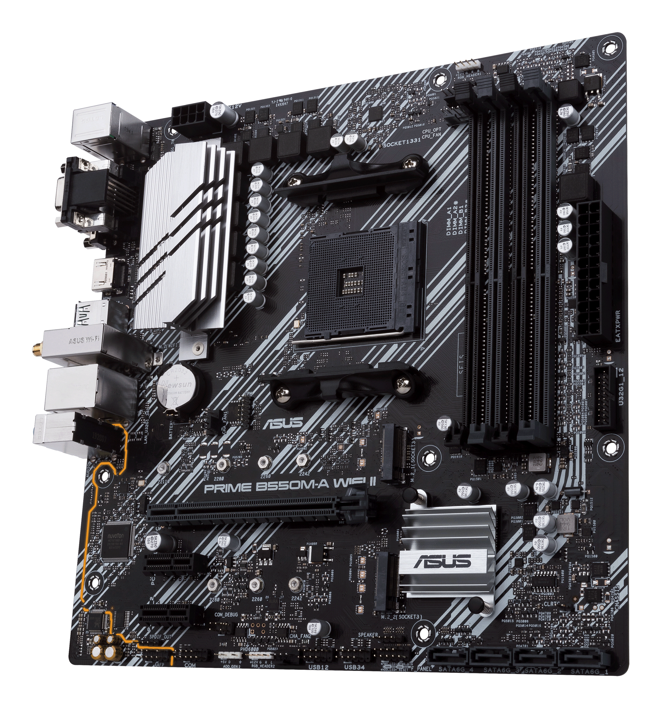 Tarjeta Madre ASUS PRIME B550M-A WIFI II - Socket AM4 - 4x DDR4 - 2133/3200/4866(OC) MHz - HDMI - VGA - DVI-D - USB 2.0/3.2 - Micro ATX - PRIME B550M-A WIFI II
