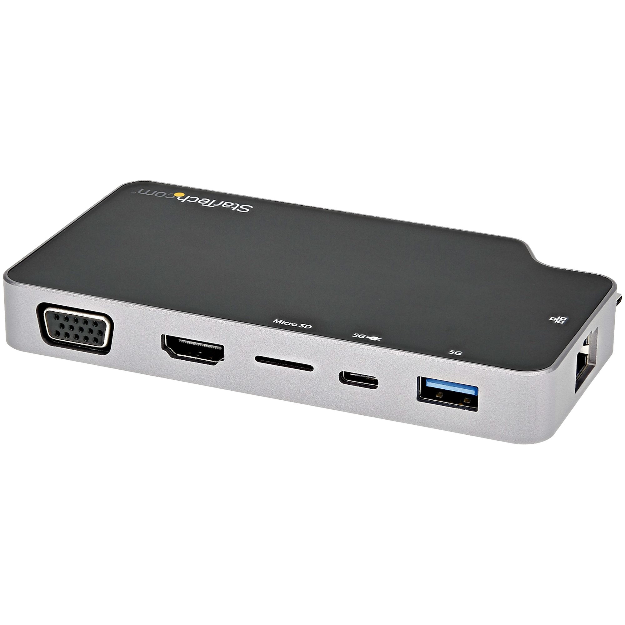 StarTech.com USB C Multiport Adapter, USB-C to 4K HDMI or VGA Display/Video/Monitor with 100W Power Delivery Pass-through, 10Gbps USB Hub, MicroSD, Ethernet, USB 3.1 Gen 2 Type-C Mini Dock - Works w/ Thunderbolt 3 (CDP2HVGUASPD) - Docking station - USB-C 3.1 Gen 2 / Thunderbolt 3 - HDMI, VGA - 1GbE