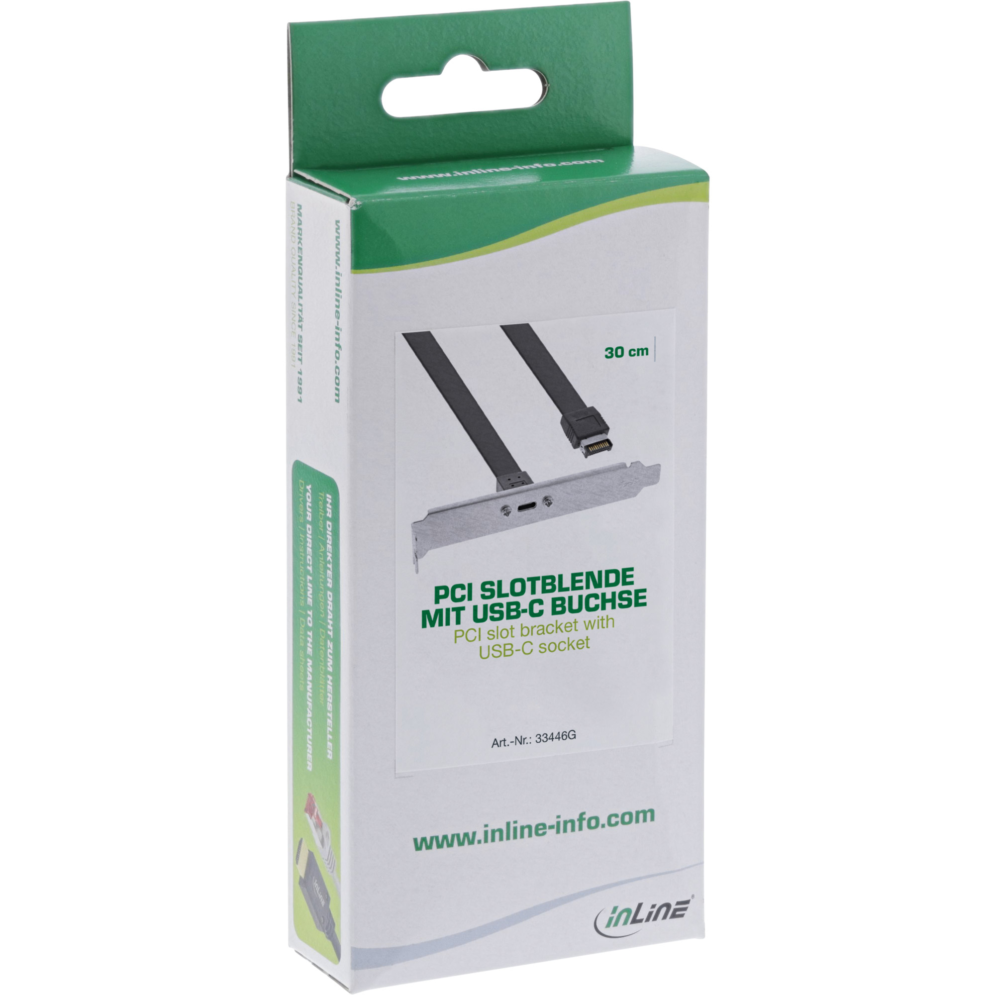 InLine PCI slot bracket, USB-C to USB 3.2 front panel Key-A internal, 0.3m – image 3