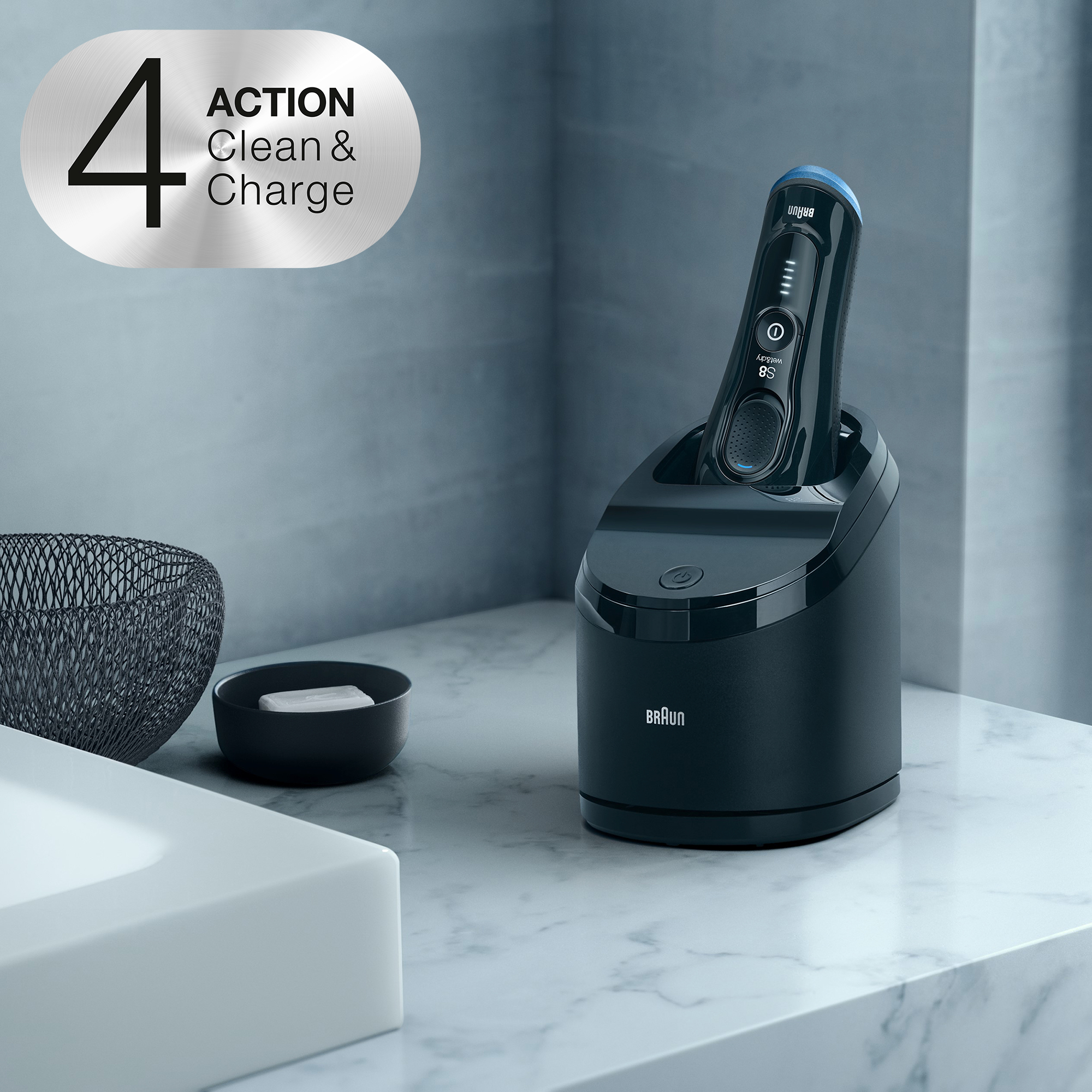 Braun Series 8 8385cc Next Generation Electric Shaver, Clean&Charge Station, Fabric Case, Black – image 7