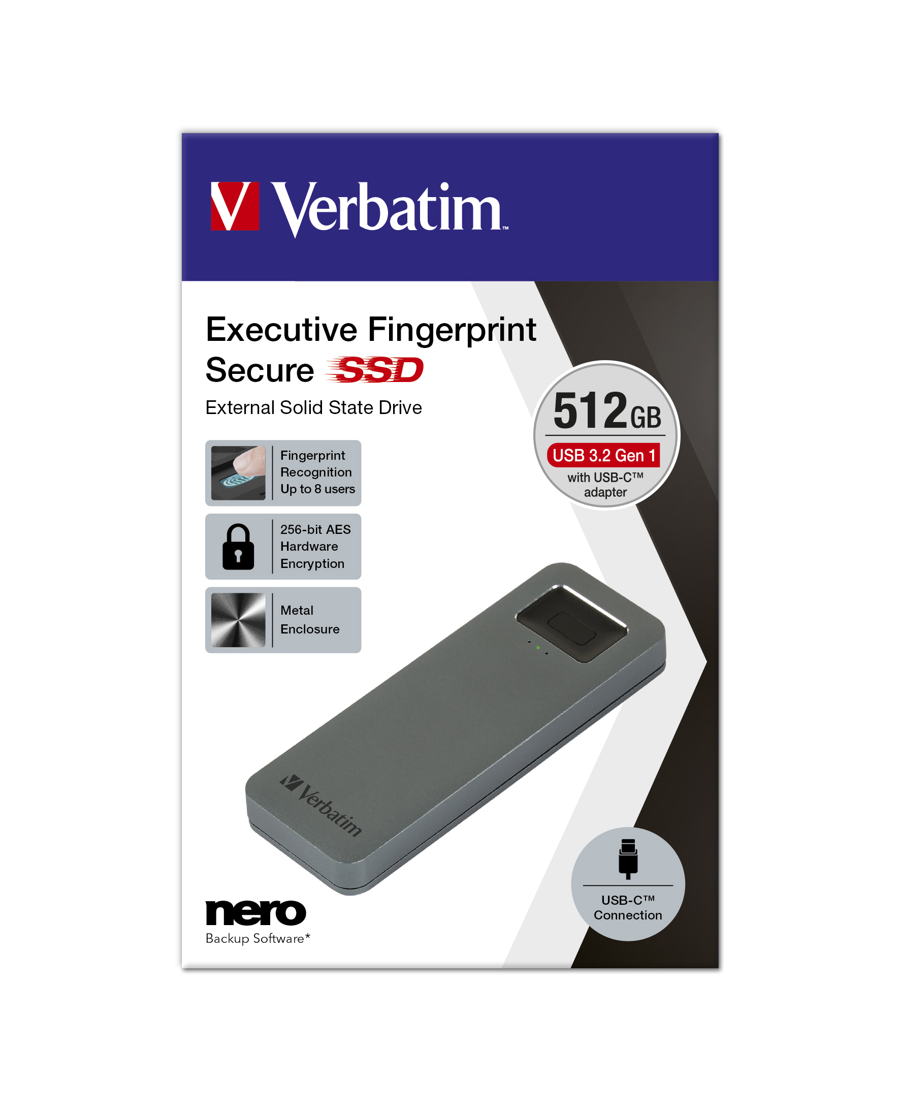 Verbatim 53656 extern SSD-hårddisk 512 GB Grå