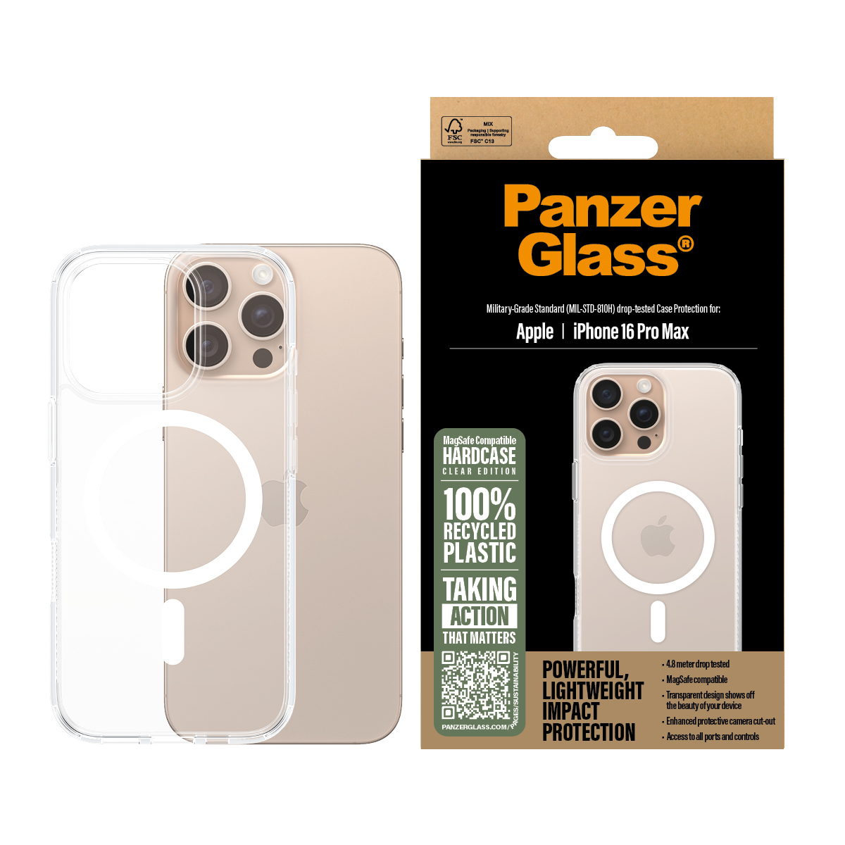 PanzerGlass® HardCase Transparent w. White MagSafe iPhone 16 Pro Max – image 2