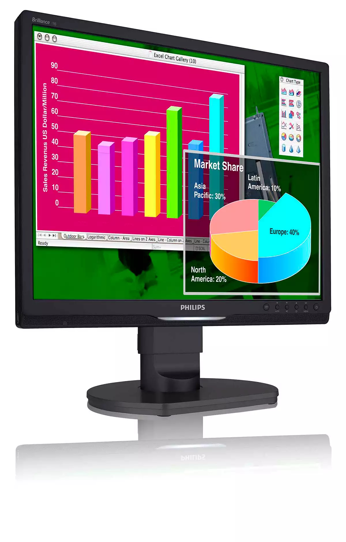 Philips Brilliance LCD monitor with Ergo base, USB, Audio 19B1CB/00 – image 2