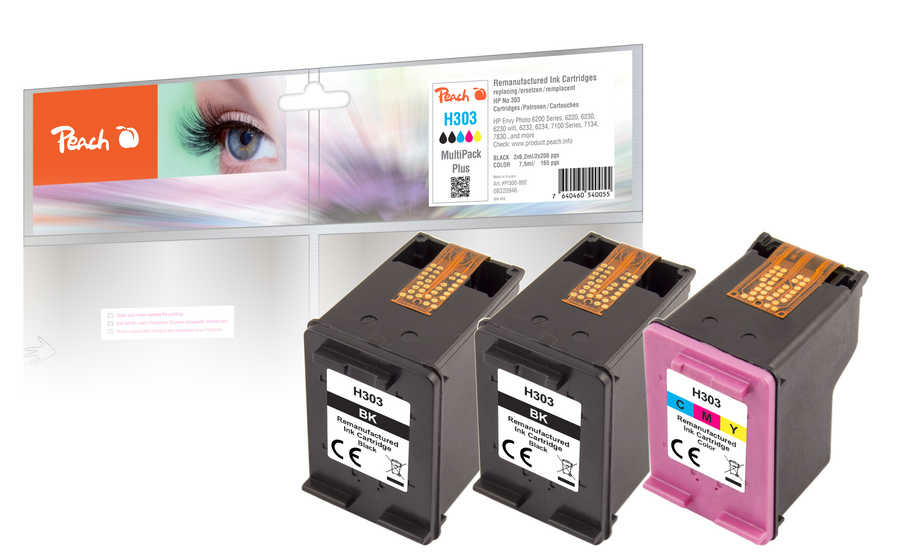 Peach PI300-892 cartuccia d'inchiostro 3 pz Compatibile Resa standard Ciano, Magenta, Giallo