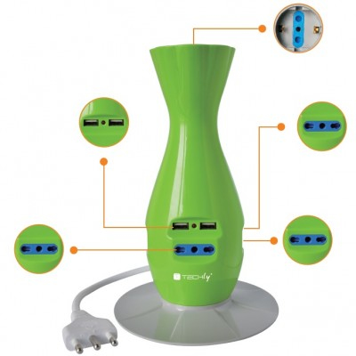 Techly Table Desk Smart Power Strip 5-ports USB Green – image 3