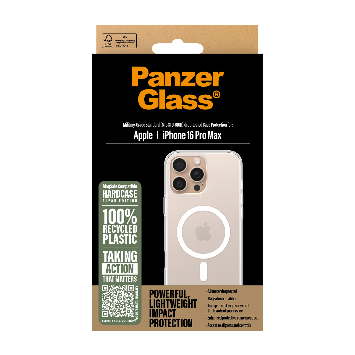 PanzerGlass® HardCase Transparent w. White MagSafe iPhone 16 Pro Max – image 3