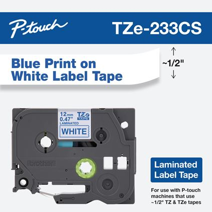 Brother TZE233CS label-making tape Blue on white TZe