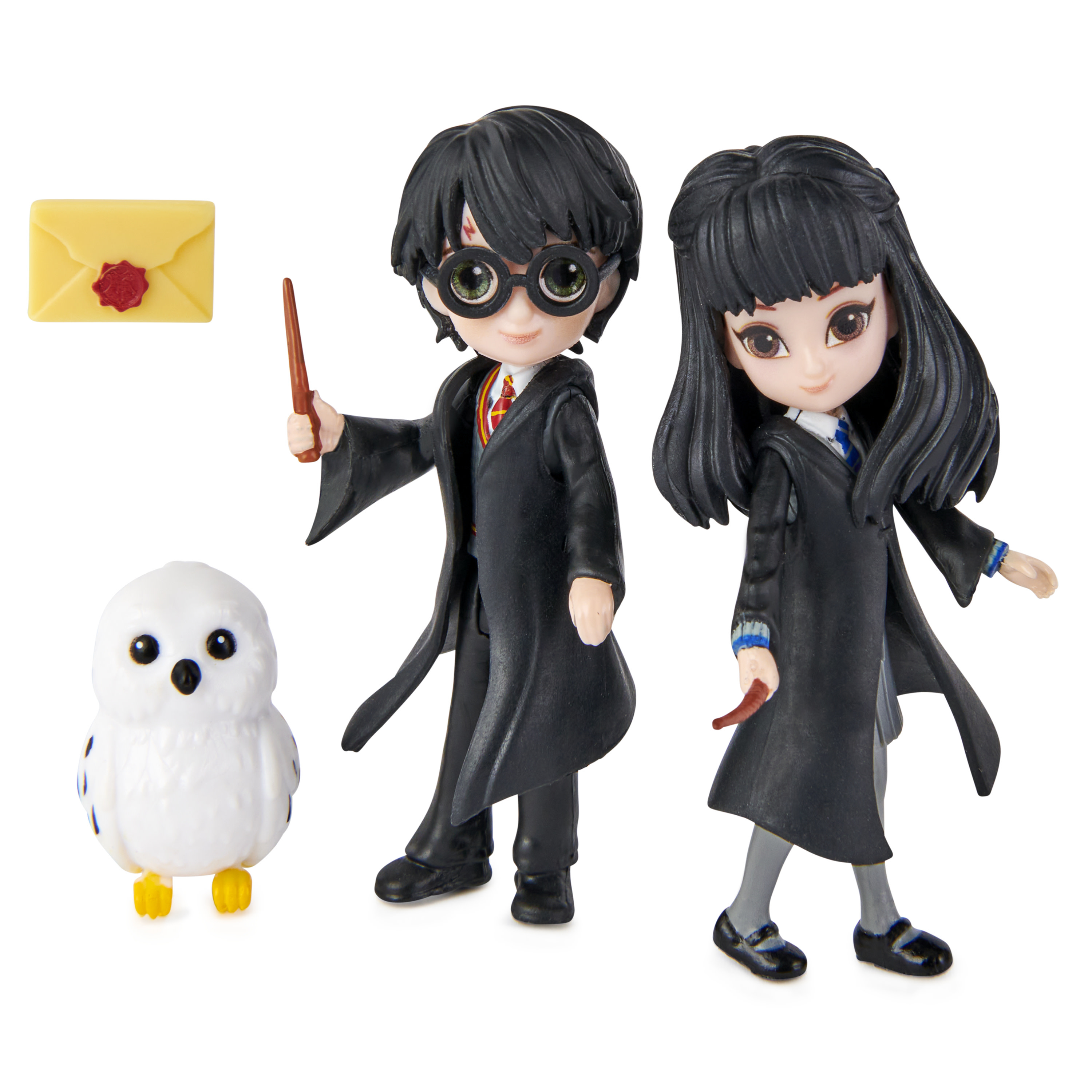 Wizarding World , Set Amicizia Harry Potter e Cho Chang con Edvige, bambole articolate 7.5cm, collezione Harry Potter - dai 5 a