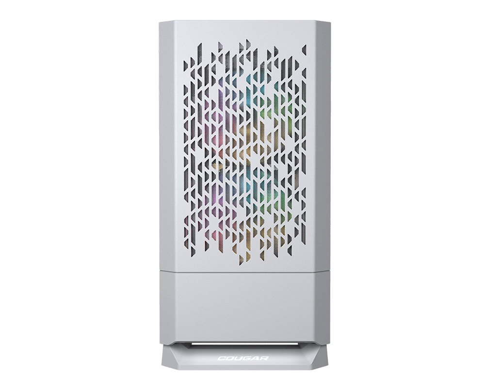 Gabinete Gamer Cougar MG140 Air RGB - Mini Torre - Micro ATX/Mini ITX - 3x Ventiladores - Panel Lateral - Blanco - 385JM80.0002