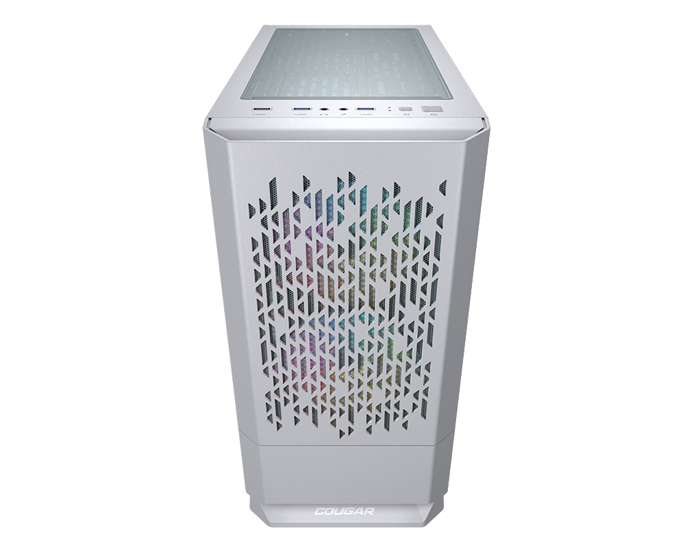 Gabinete Gamer Cougar MG140 Air RGB - Mini Torre - Micro ATX/Mini ITX - 3x Ventiladores - Panel Lateral - Blanco - 385JM80.0002