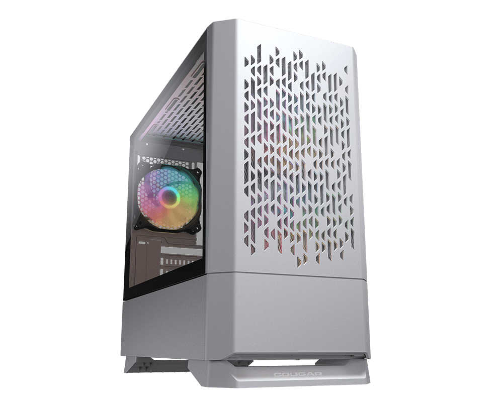 Gabinete Gamer Cougar MG140 Air RGB - Mini Torre - Micro ATX/Mini ITX - 3x Ventiladores - Panel Lateral - Blanco - 385JM80.0002
