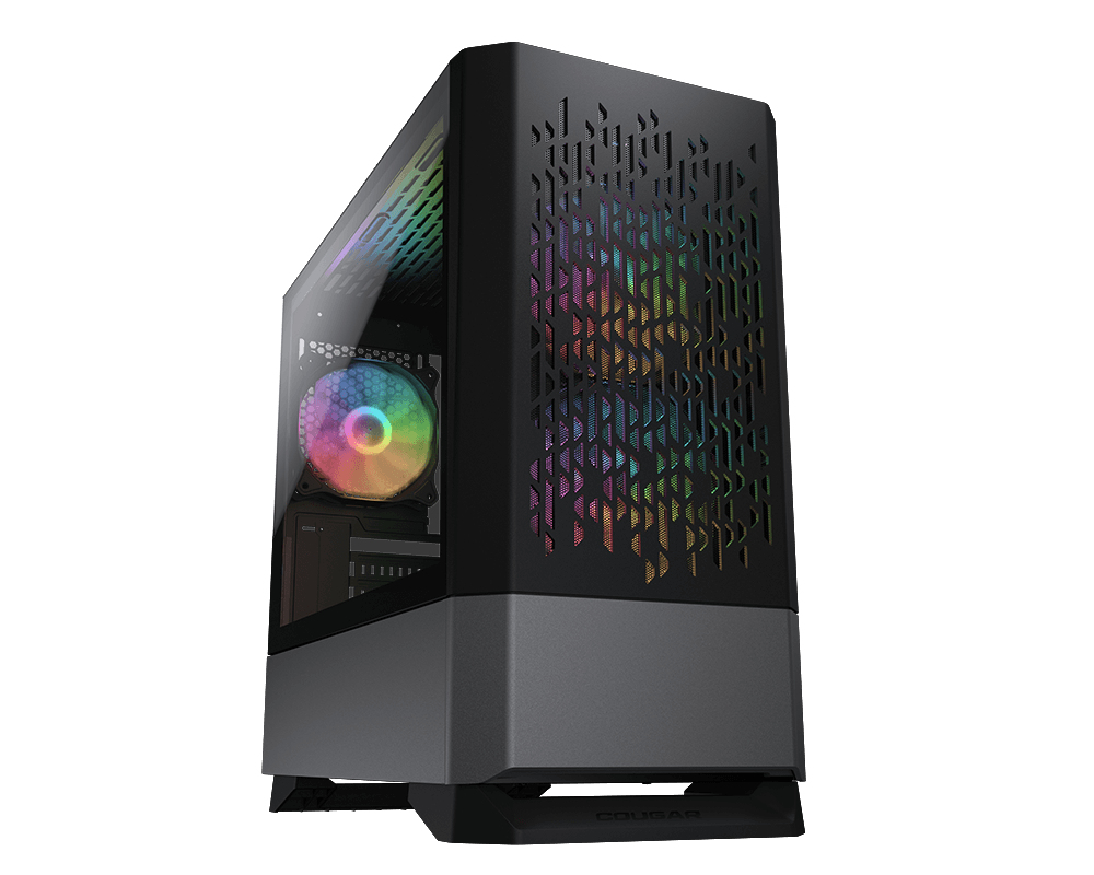 Gabinete Gamer Cougar MG140 Air RGB - Mini Torre - Micro ATX/Mini ITX - 3x Ventiladores - Panel Lateral - Negro - 385JM80.0001