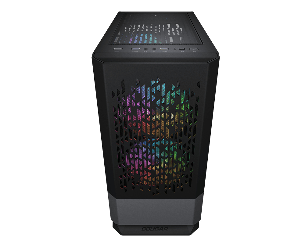 Gabinete Gamer Cougar MG140 Air RGB - Mini Torre - Micro ATX/Mini ITX - 3x Ventiladores - Panel Lateral - Negro - 385JM80.0001