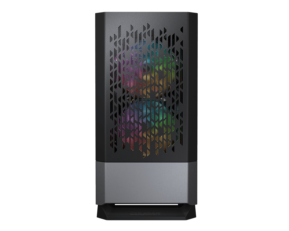 Gabinete Gamer Cougar MG140 Air RGB - Mini Torre - Micro ATX/Mini ITX - 3x Ventiladores - Panel Lateral - Negro - 385JM80.0001