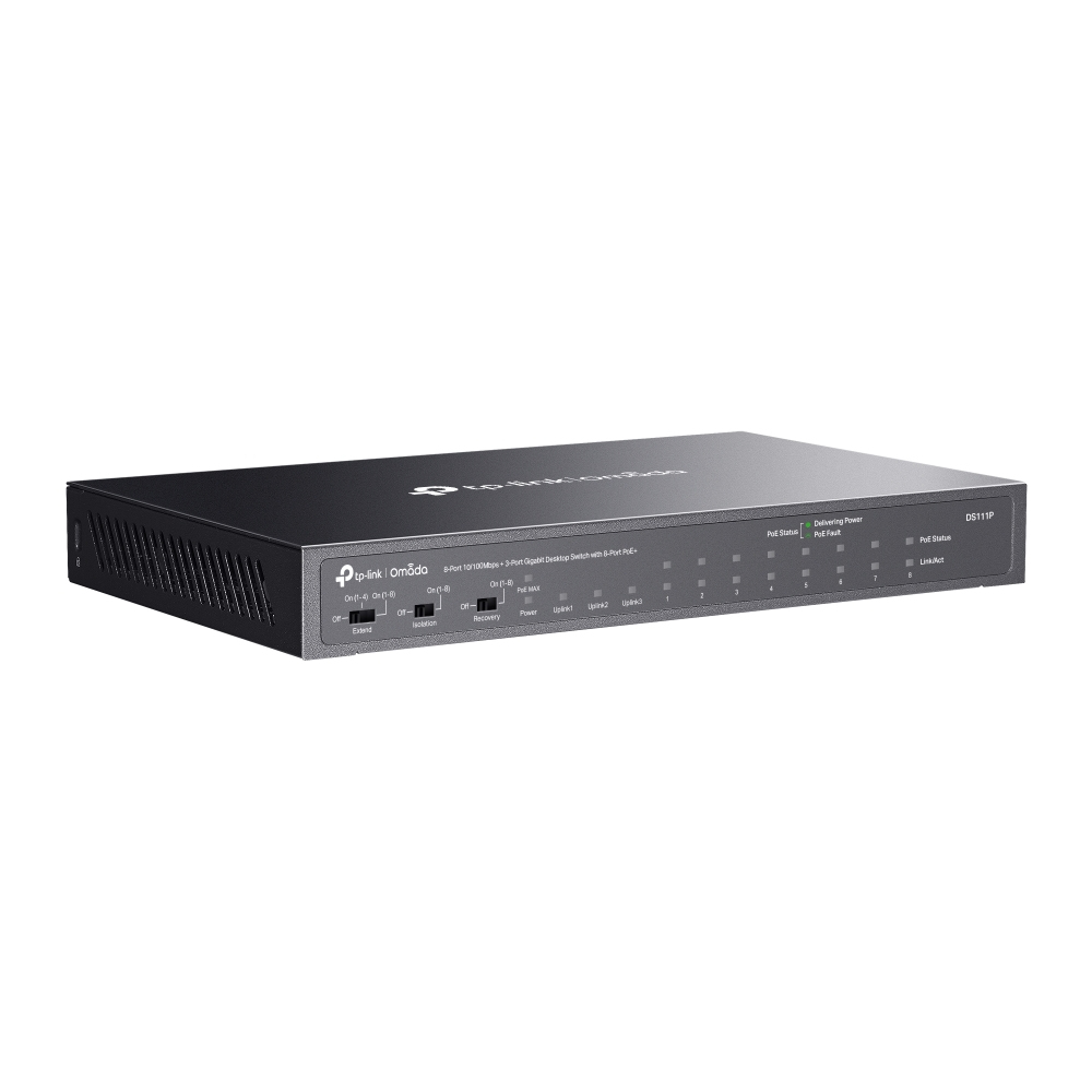 Switch TP-LINK DS111P - 8 Puertos - Fast Ethernet - PoE - 2 Puertos - Gigabit - 1 SFP - No Gestionado - DS111P Switch TP-LINK DS111P - 8 Puertos - Fast Ethernet - PoE - 2 Puertos - Gigabit - 1 SFP - No Gestionado - DS111P