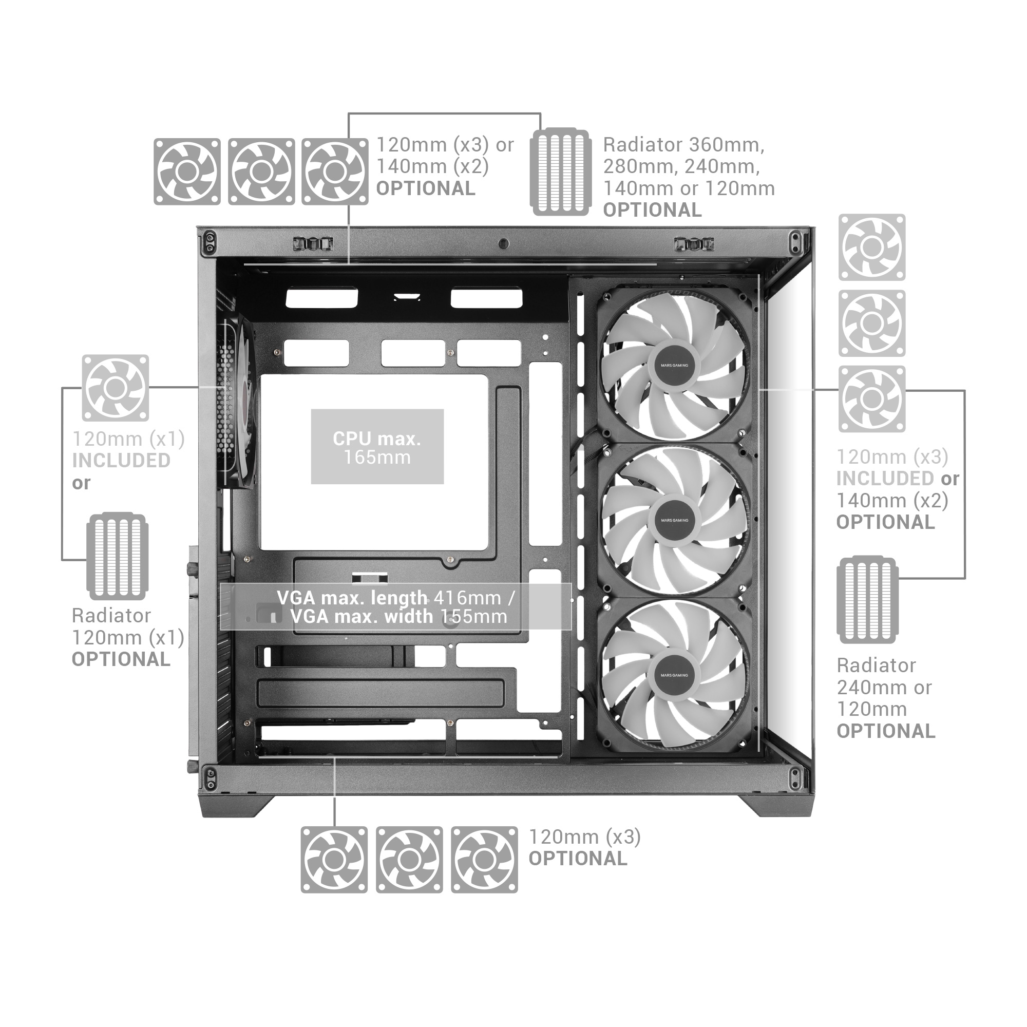 Mars Gaming MCV5 computer case Midi Tower Black – image 7