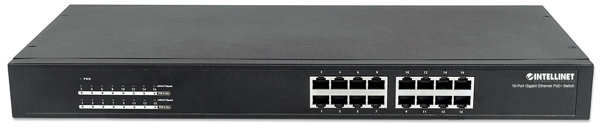 Intellinet 16-Port Gigabit Ethernet PoE+ Switch, 16 x PoE ports, IEEE 802.3at/af Power-over-Ethernet (PoE+/PoE), Endspan, Rackmount (UK Power Cord) – image 3