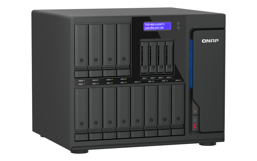 QNAP TVS-AIH1688ATX-U9-32G serveur de stockage NAS Tower 32 Go DDR5 0 To QuTS hero Noir