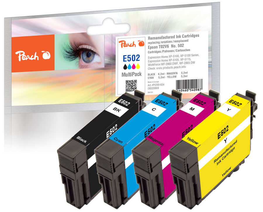 Peach PI200-834 ink cartridge 4 pc(s) Compatible Black, Cyan, Magenta, Yellow
