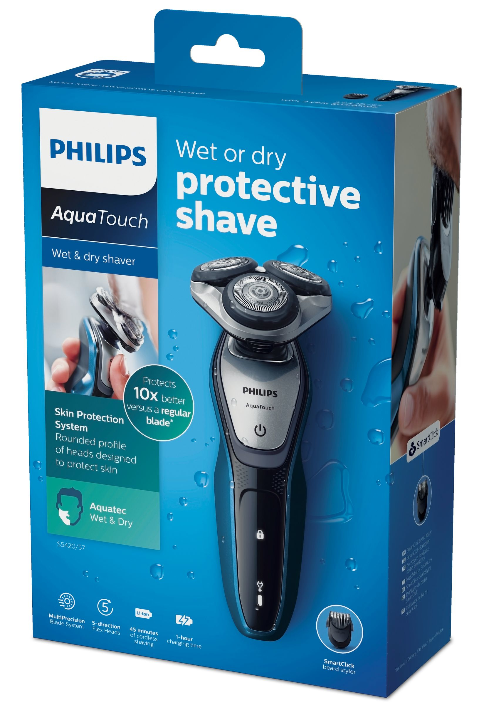Philips AquaTouch S5420/57 men's shaver Rotation shaver Black, Blue, Silver – image 2