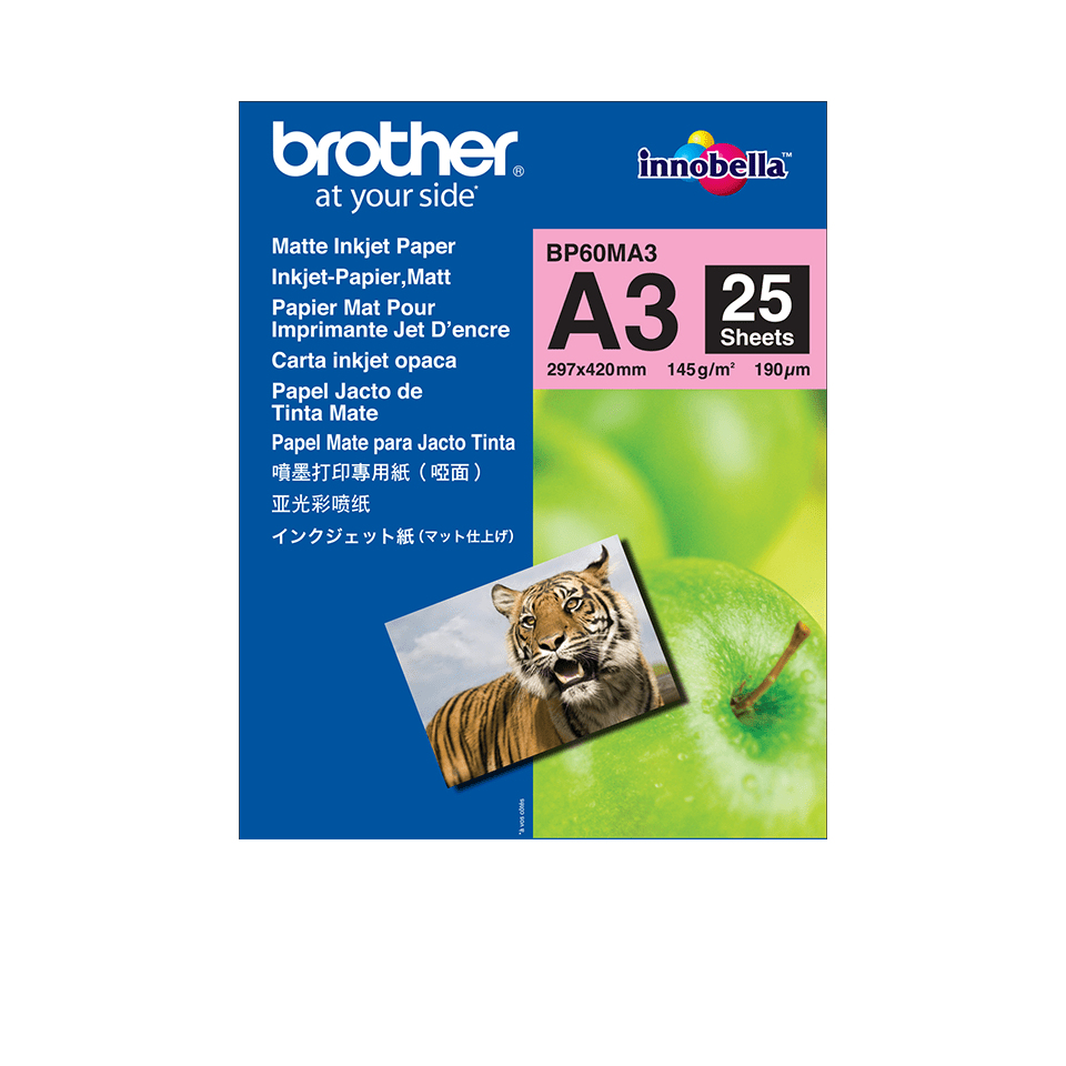 Brother BP60MA3 Inkjet Paper datapapper A3 (297x420 mm) Matt 25 ark Vit