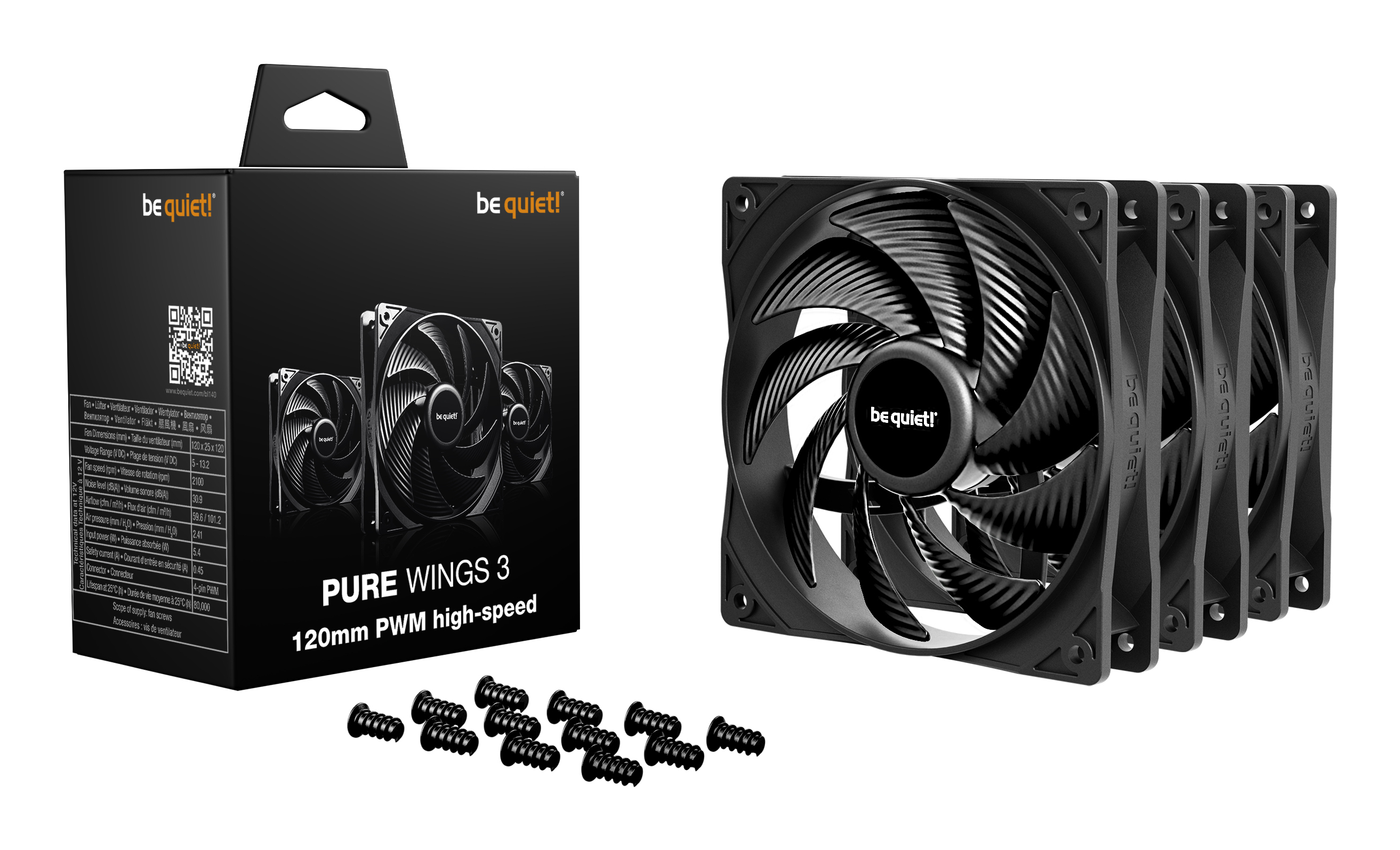 be quiet! Lüfter 120mm Pure Wings 3 PWM high-speed 3-Pack Lüfter