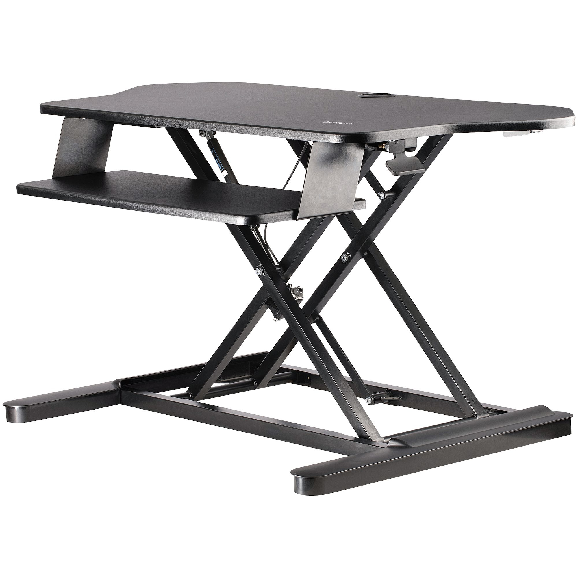 StarTech.com Höj- och sänkbar skrivbordskonverterare med tangentbordsbricka - Stor yta (908 mm x 530 mm) - Höjdjusterbar, ergonomisk stationär arbetsstation - Stöder dubbla bildskärmar