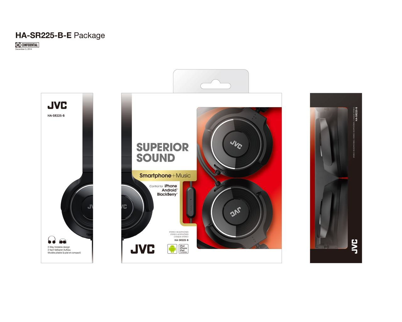 JVC HA-SR225-B-E Lightweight headphones with superior sound with remote and mic – image 2