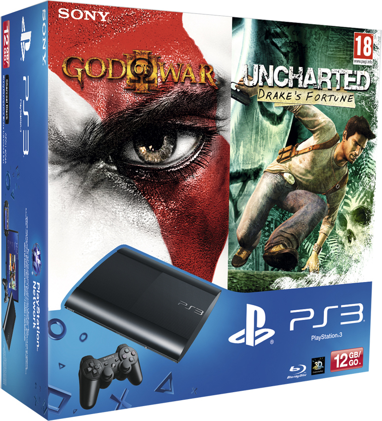 Sony Interactive Entertainment PlayStation 3 12GB Super Slim + God of War III + Uncharted: Drake's Fortune – image 1
