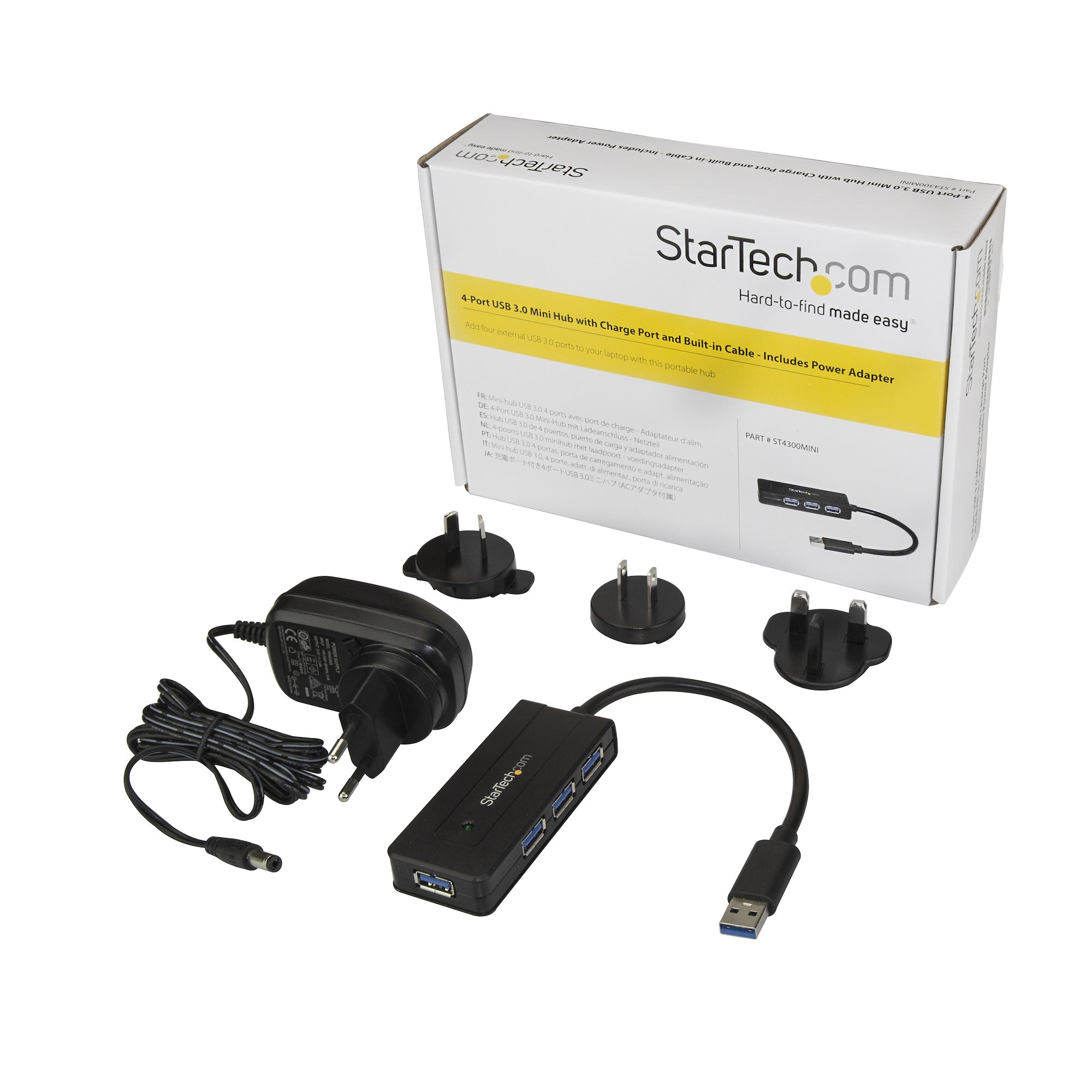StarTech.com 4 Port USB 3.0 Hub (SuperSpeed 5Gbps) with Fast Charge – Portable USB 3.2 Gen1 Type-A Laptop/Desktop Hub - USB Bus Power or Self Powered for High P – image 3