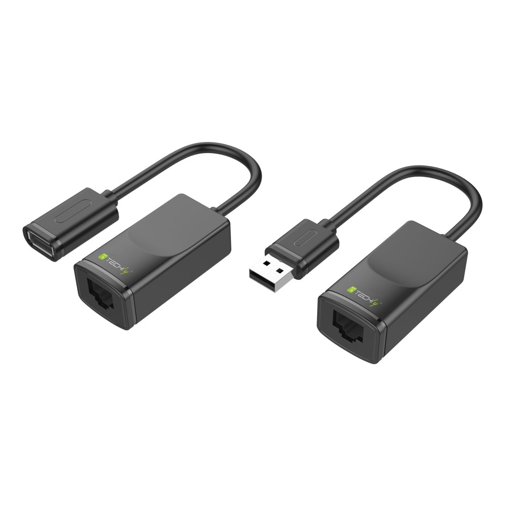 Techly IUSB-EXTENDTY2 adattatore per inversione del genere dei cavi RJ-45 USB 2.0 Type-A Nero