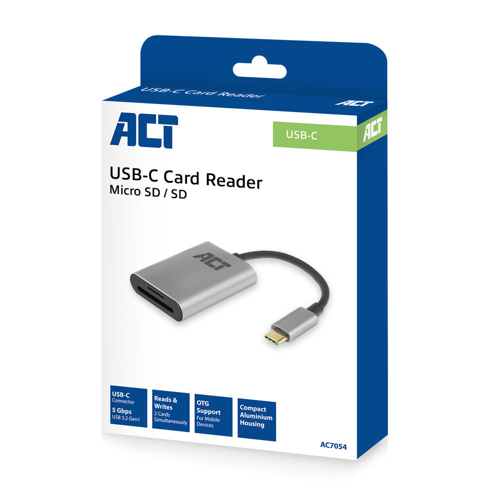 ACT AC7054 card reader USB 3.2 Gen 1 (3.1 Gen 1) Type-C Black, Silver – image 9