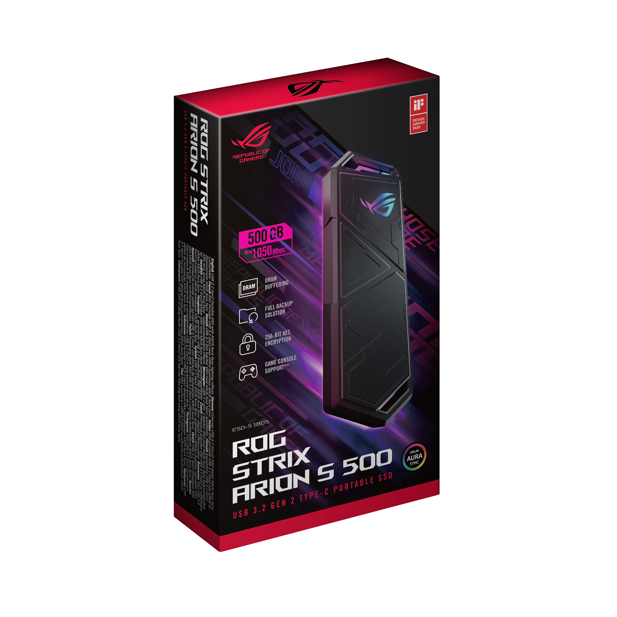 ASUS ROG Strix Arion S500 500 GB USB Type-C 3.2 Gen 2 (3.1 Gen 2) Black image 6