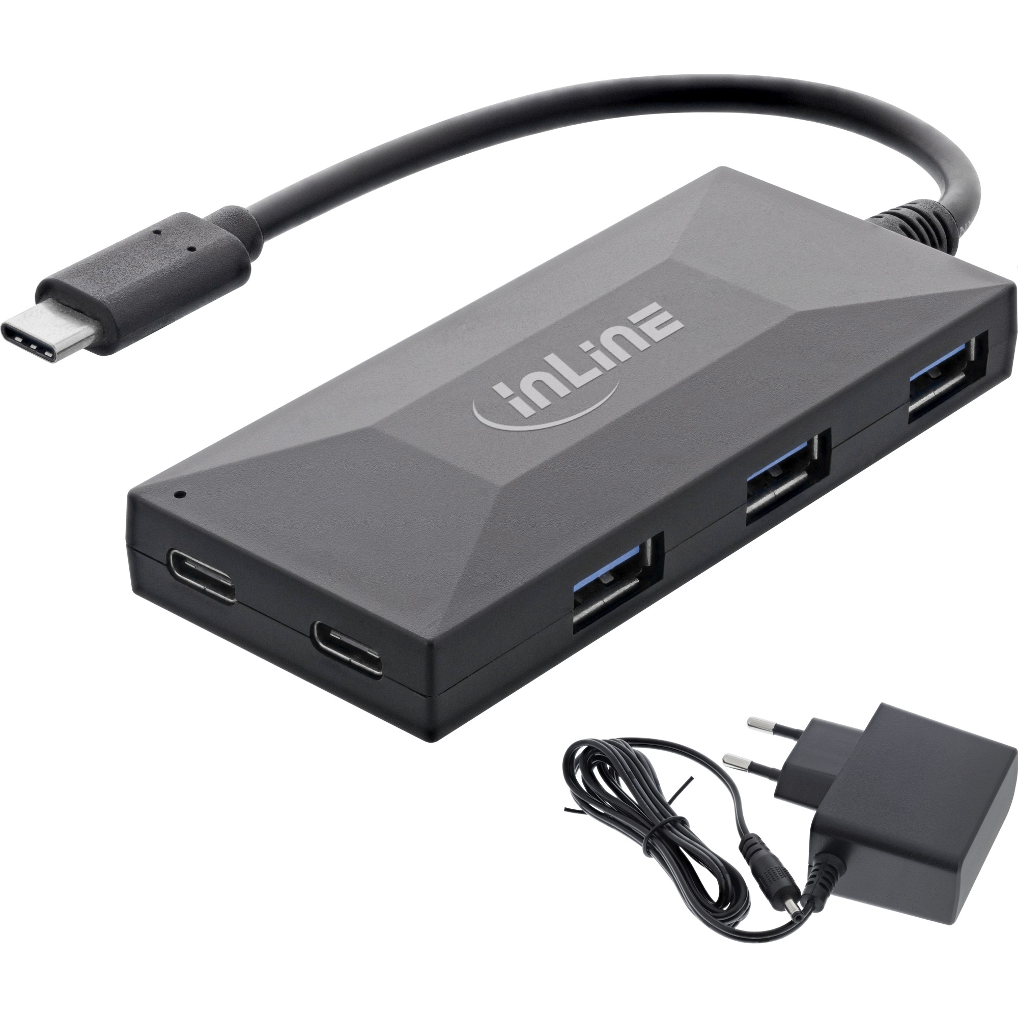 InLine USB 3.2 Gen.1 Hub, USB-C to 2 Port USB-C and 3 Port USB-A, with PSU – image 6