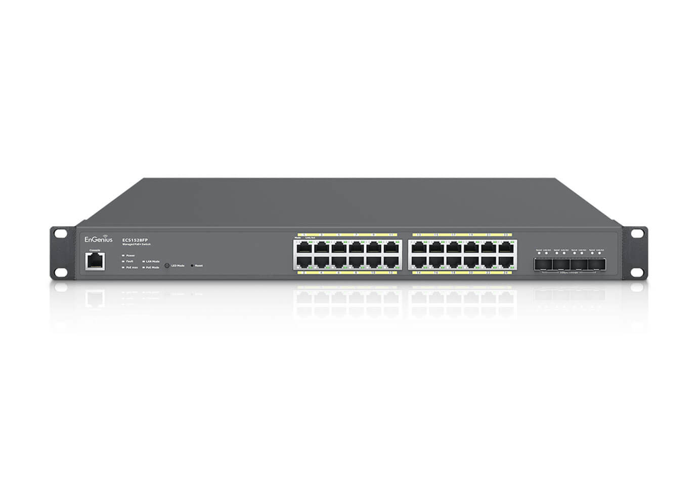 EnGenius Cloud Managed Switch 24-port GbE PoE.af/at(+) 410W 4x10Gb SFP+ L2+ 19i