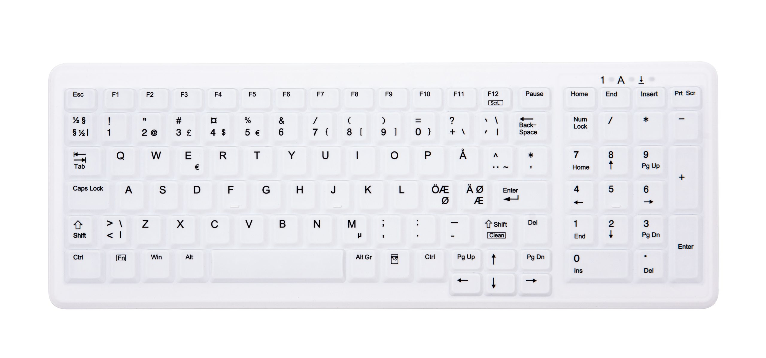 CHERRY AK-C7000 tastiera Medico RF Wireless QWERTY Norvegese Bianco