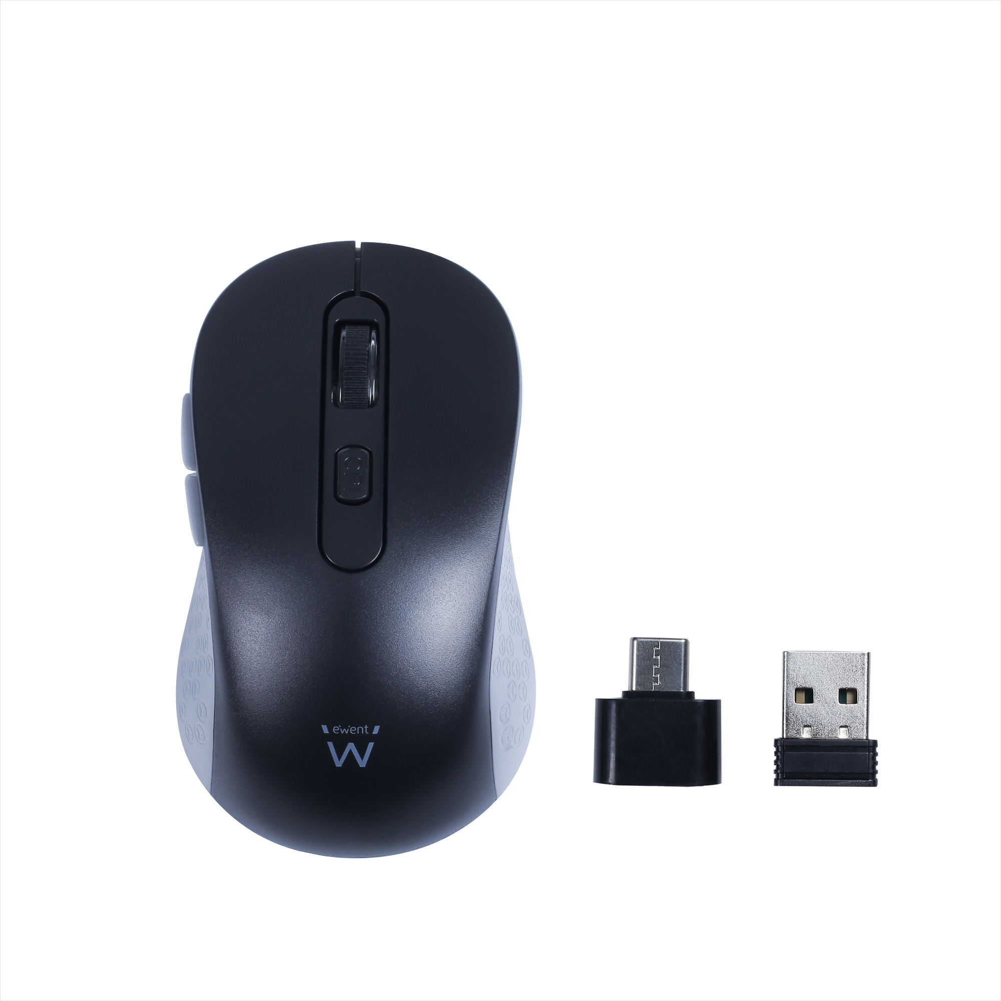 Ewent Mouse Wireless 2.4 GHz USB-A tasti silenziosi e adattatore Type-C