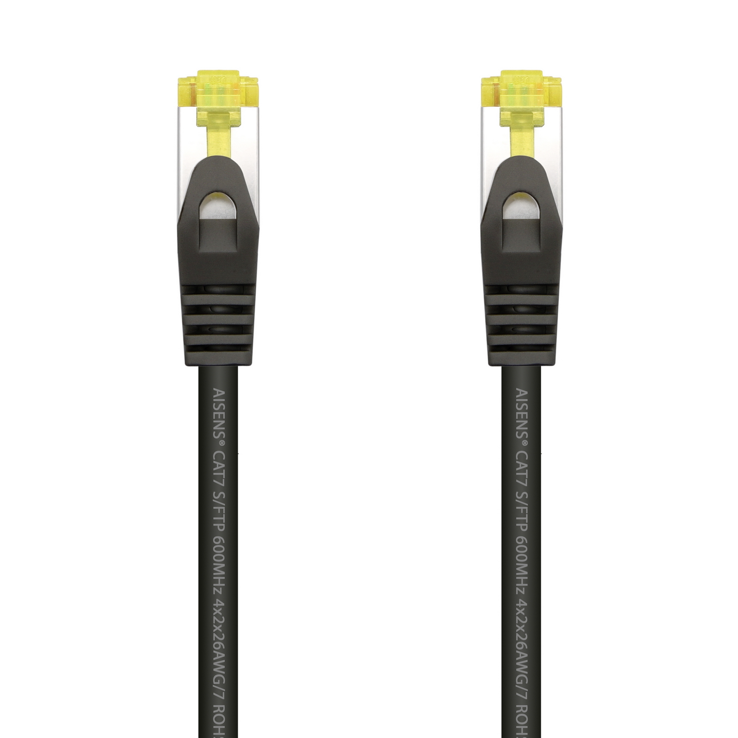 AISENS Cable De Red Latiguillo RJ45 LSZH Cat.7 600 MHz S/FTP PIMF AWG26, Negro, 25 cm