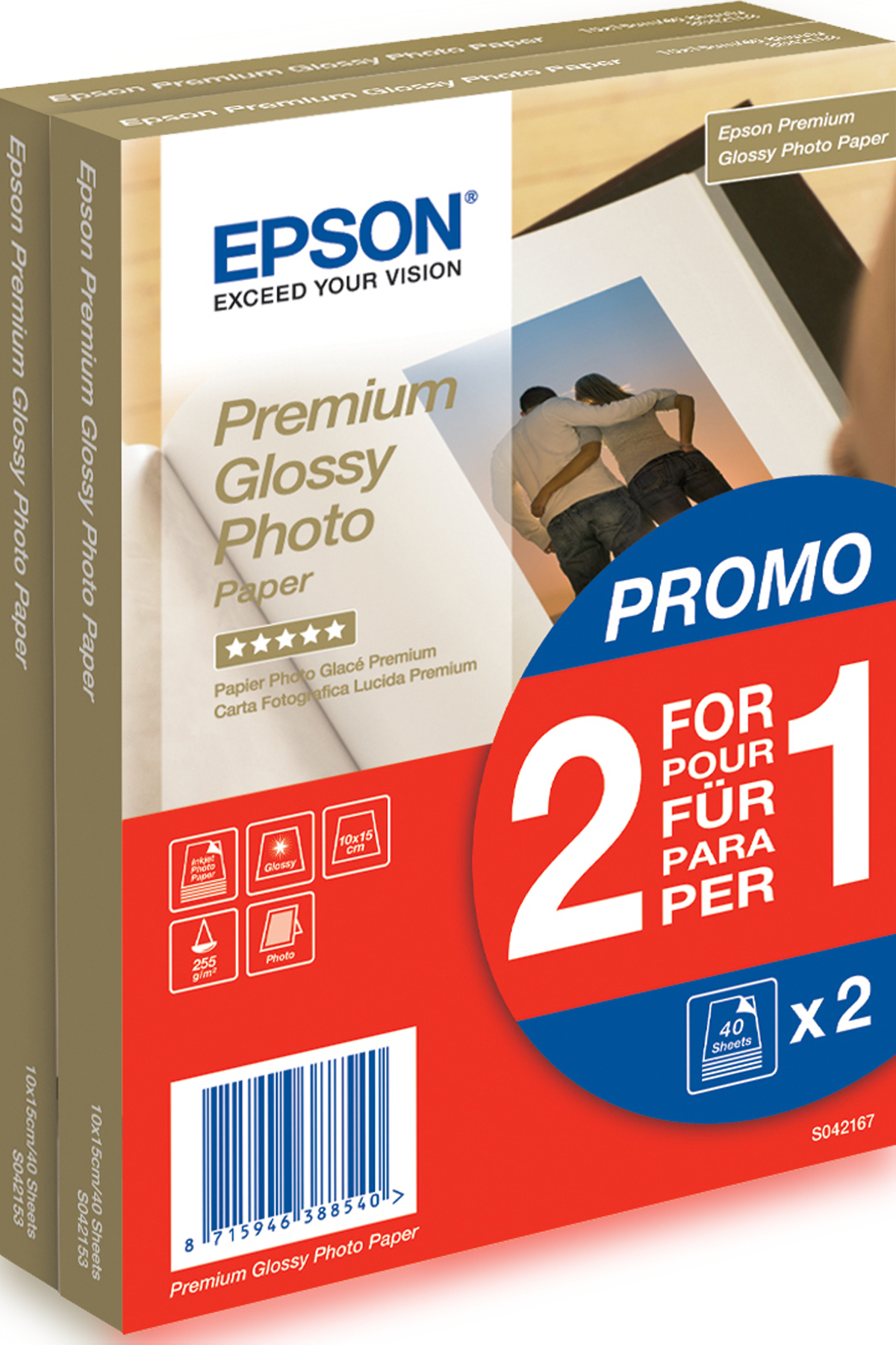 Epson Premium Glossy Photo Paper - 10x15cm - 2x 40 Ark
