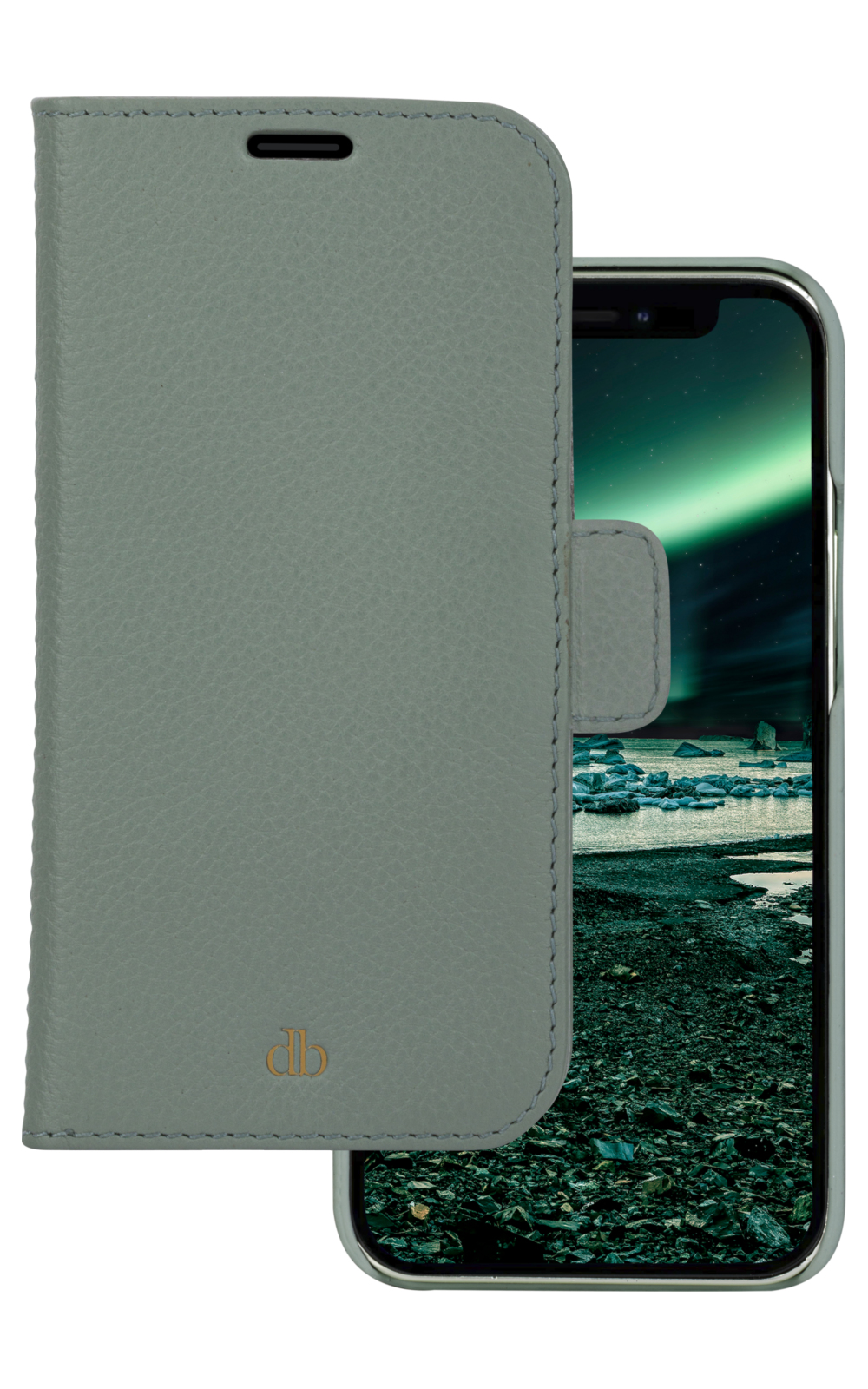 dbramante1928 New York - Flip cover for mobile phone - detachable magnetic back-cover - Saffiano leather - green bay - for Apple iPhone 13 Pro