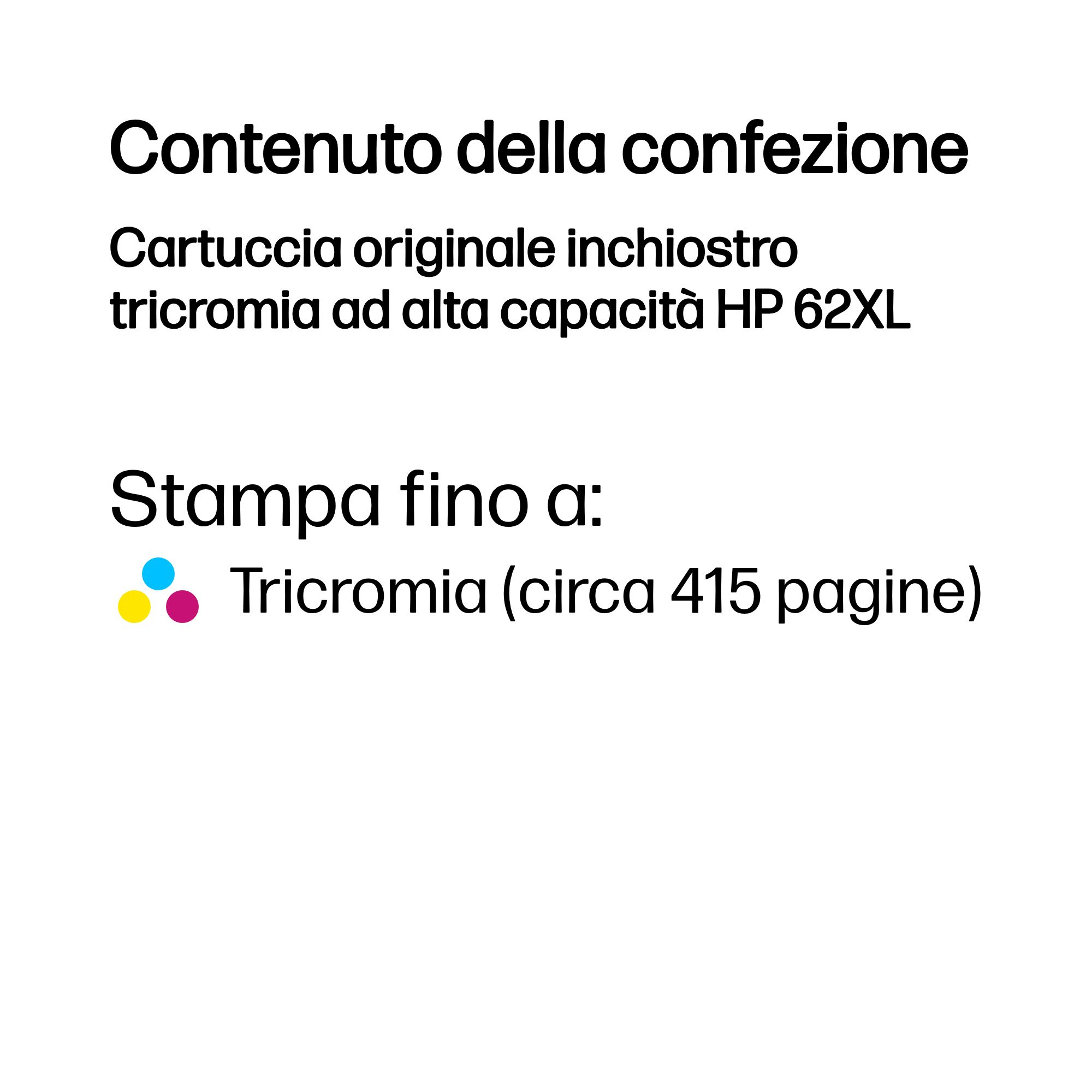 HP 62XL High Yield Tri-Color Original Ink Cartridge - Ink - [C][Y][M] - Miniatura 3